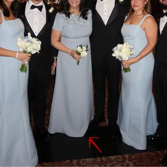 MAC DUGGAL Powder Blue High Neck Rhinestone Embellished Crepe Gown (Style 50038) - Picture 11 of 14